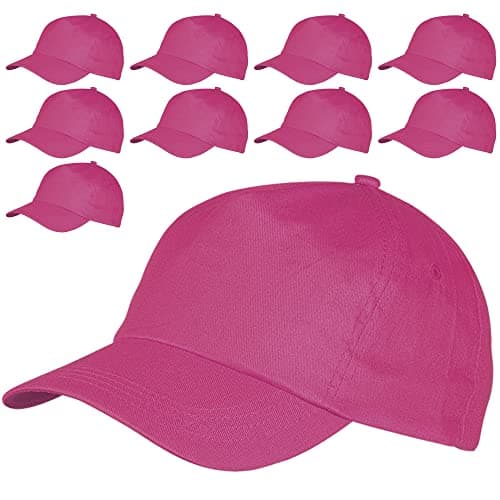 Image of eBuyGB Baseball Cap 100% Cotton Unisex Mens Womens Adjustable Adults Summer Classic Sports 5 Panel Sports Hat - Pink