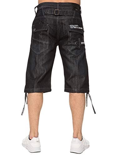 Image of New Mens ENZO Jeans Denim Spring Summer Blue Dark Shorts Waist Size 28-48 (44W, Dark Wash)