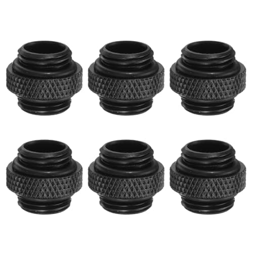 Image of sourcing map 6pcs Water Cooling Adapter G1/4" Thread Male to Male Mini Extender Fitting Copper Water-Cooled Compression Fitting with O-Ring for Computer PC Cooling System, Black