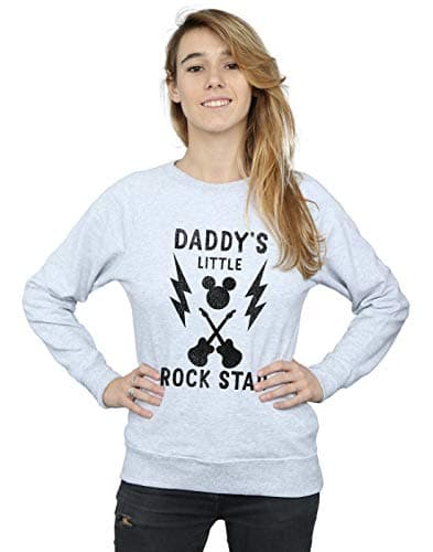 Image of Disney Women's Mickey Mouse Daddy's Rock Star Sweatshirt XX-Large Heather Grey