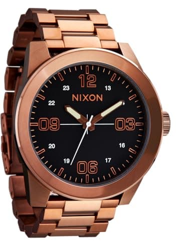 Image of Nixon Men's Japanese Analogue Quartz Watch with Stainless Steel Strap NIXON-A346-P, Chocolate/Dark Roast, 24mm, Stainless Steel Corporal