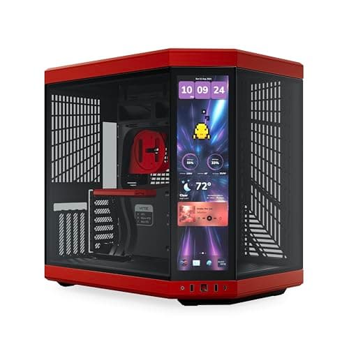 Image of HYTE Y70 Touch Infinite Dual Chamber ATX Mid Tower Modern Aesthetic Case with Integrated 2.5K LCD Touchscreen - Black Cherry