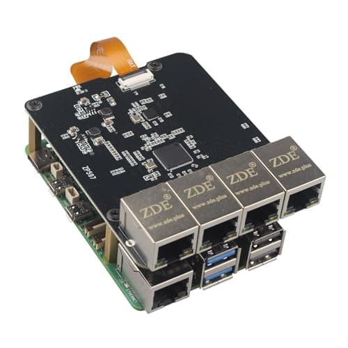 Image of ZDE ZP597 PCIe to 4 Ports 1G Gigabit 1000M Ethernet Network HAT Adapter Expansion Board 1GB 1GBE for Raspberry Pi 5