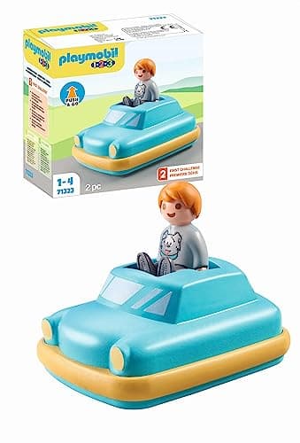 Image of Playmobil 71323 1.2.3: Push & Go Car Interactive Toy Car with flywheel motor for Toddlers to discover basic Functions, PlaySets Suitable for Children Ages 12 Months+