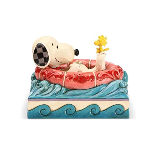 Image of Enesco Peanuts by Jim Shore Snoopy and Woodstock in Floatie Figurine, 4 Inch, Multicolor