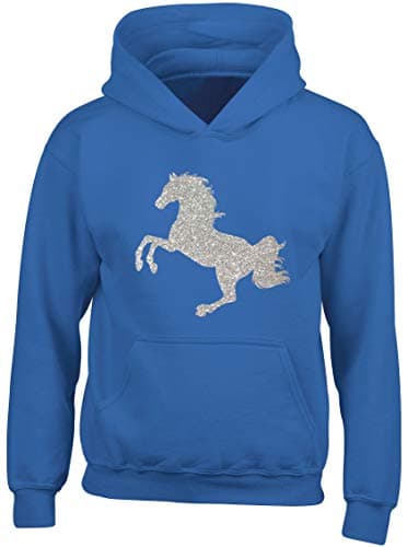 Image of Hippowarehouse Glitter Horse Kids Children's Unisex Hoodie Hooded top Royal