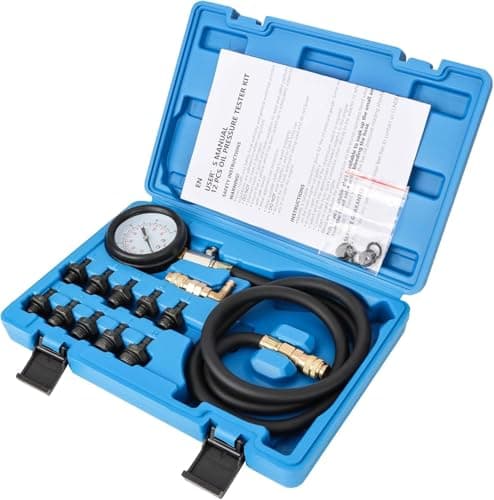 Image of LLNDEI Oil Pressure Tester Tool, 0-140 PSI Engine Oil Pressure Test Gauge Kit, Automatic Transmission Diagnostic Test for Cars ATVs Trucks (Blue Case)