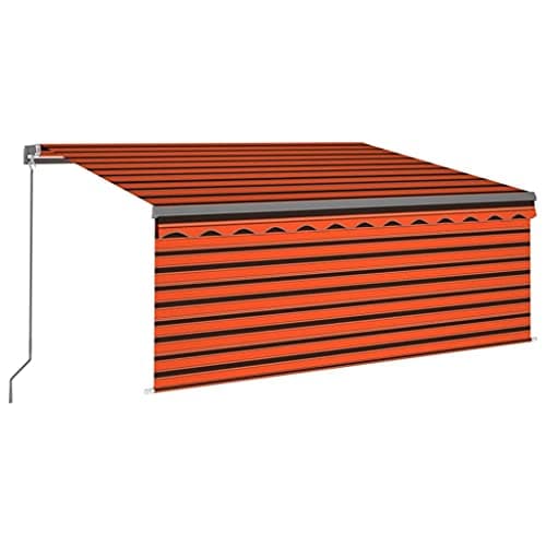 Image of vidaXL Manual Retractable Awning with Blind Outdoor Living Door Awning Folding Arm Patio Garden Awning Manual Retractable 3x2.5m Orange&Brown