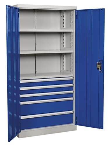 Image of Sealey APICCOMBO5 1800mm 5 Drawer 3 Shelf Industrial Cabinet