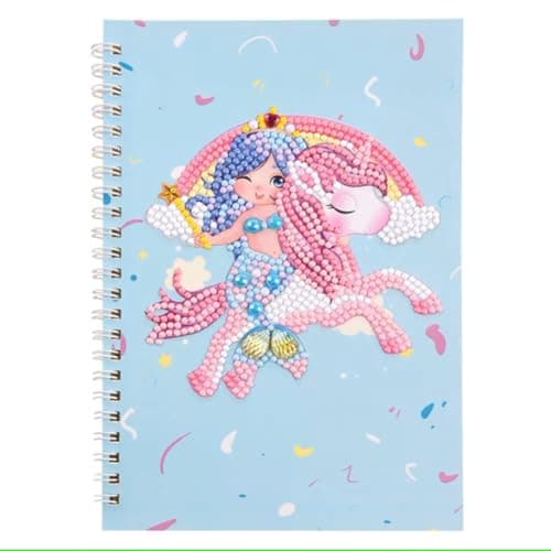 Image of DIY Diamond Painting Notebook – 60-Page A5 Craft Journal with 5D Rhinestones for Kids Ages 5–12 & Adults – Creative Art Diary, Notepad & Gift for Birthdays or School Fun (Blue)