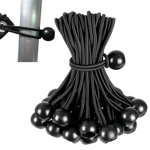 Image of 10 Pcs Bungee Ball,Bungee Cords With Balls,Ties Heavy Duty,Bungee Straps For Telescopic Flag Pole Camping Tent Tarpaulin Cargo And Banners Fixing(Black,15cm)