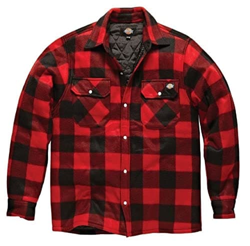 Image of Dickies Portland Padded Shirt Fleece Workwear (SH5000) Warm Padded Lined RED Sizes S-4XL (4XL)
