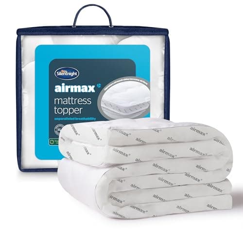 Image of Silentnight Airmax Mattress Topper - Deep Thick Best Mattress Toppers Pad Breathable Cooling Soft Comfy Plump for Home Sofa Bed Caravan - Machine Washable Hypoallergenic Bed Toppers