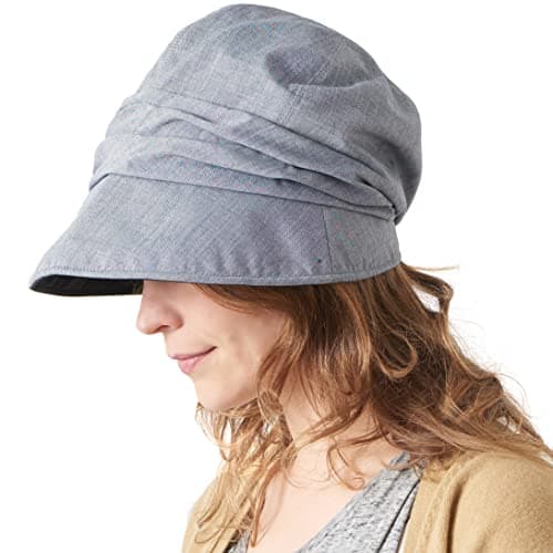 Image of CHARM Womens Summer Sun Hat - Organic Cotton Chemo Wide Brim Cap SPF Protection Navy