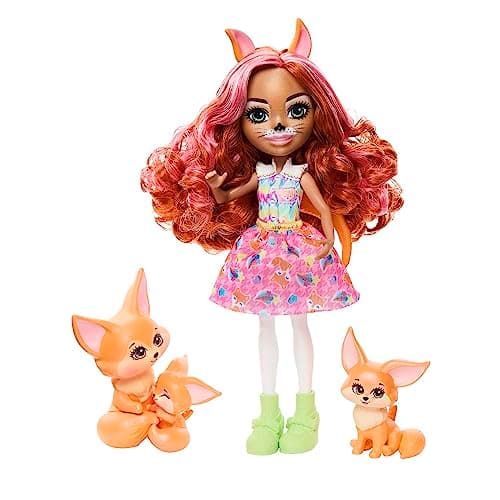 Image of Enchantimals Filigree Fox and Animal Friends Doll with Fox Print, Perk and 2 Other Animal Friends, Includes Removable Skirt and Shoes, for Children from 4 Years, HNT60