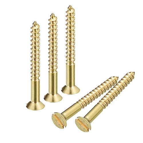 Image of sourcing map Brass Wood Screws, 30Pcs M3 x 30mm Slotted Drive Flat Head Self Tapping Screw Countersunk for Woodworking Furniture