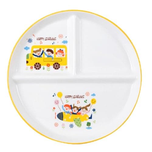 Image of JTBDWOSK Cartoon Design Split Ceramic Dinner Plates for Adults, Split Plate, Bariatric Plates for Portion Control, Microwave And Dishwasher Safe,B