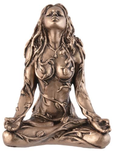 Image of Veronese Earth Goddess Gaia in Lotus Position, Closed Eyes, Bronze