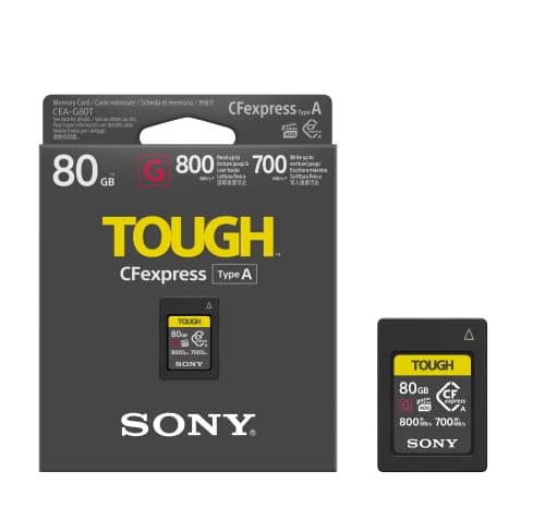 Image of Sony CFexpress Type-A 80GB - Tough VPG400 - Digital Memory Card - Read 800MB/s Write 700MB/s (CEAG80T)