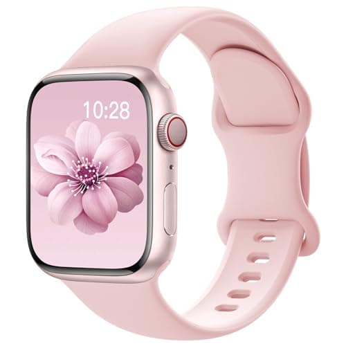 Image of Yoohoo Soft Silicone Strap Compatible with Apple Watch Straps 38mm 40mm 41mm 42mm 44mm 45mm 46mm 49mm Women Men,Sport Replacement Bands for iWatch Series 11 10 9 8 7 6 5 4 3 2 1 SE Ultra,Bright Pink