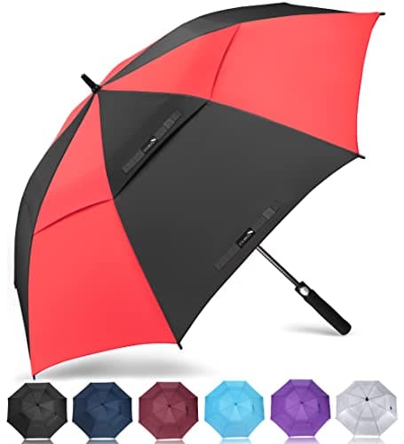 Image of ZOMAKE Golf Umbrella Windproof and Rainproof 68in, Large Umbrella Windproof Strong, Big Golfing Brolly Unbreakable Double Canopy for Men Women (Black/Red)