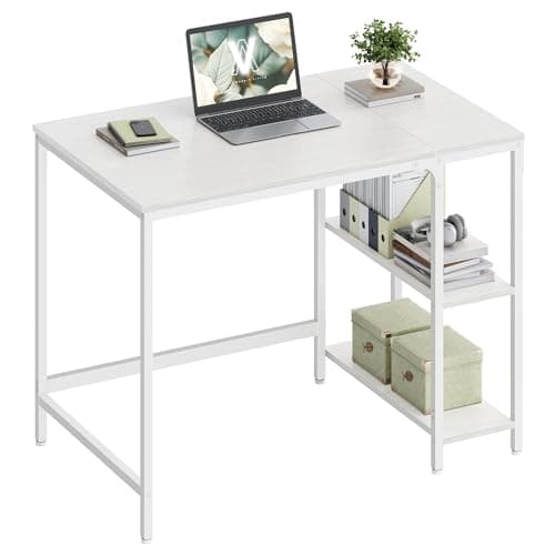 Image of VASAGLE Computer Desk, Office Desk, 100 x 50 x 76 cm, Modern Style, for Study, Bedroom, Living Room, Maple White LWD046W01