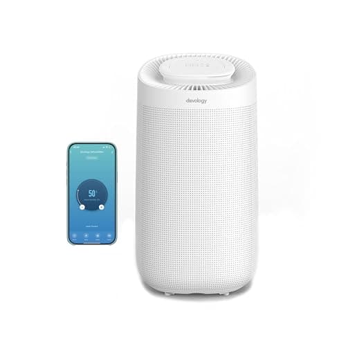 Image of Devology 12L / Day WiFi Smart Dehumidifier with App Control, HEPA Filter, 3.2L Tank, Auto Shut-Off, Continuous Drain, Quiet Energy Efficient Home Dehumidifier for Damp, Condensation & Mould Control