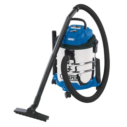 Image of Draper 1250W 20 L Wet and Dry Vaccum Cleaner | 1.5m Flexible Hose and Acessories | 25 l/s Max Airflow | 15 kPa Vacuum Pressure | Home Car Carpet Cleaning | Professional Use | Outdoor | 20515