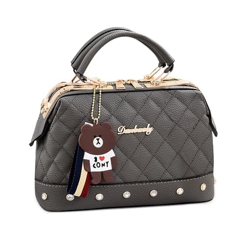 Image of DIRRONA Women for Handbag Cute Shoulder Bag Casual Crossbody Bag Travel Shopping Women Bag PU Leather Party Top Tote Bag Grey