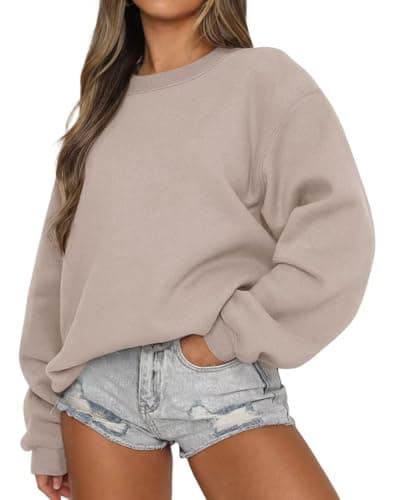 Image of LACOZY Womens Sweatshirts Crew Neck Pullover Casual Jumpers Ladies Long Sleeve Tops Coffee S