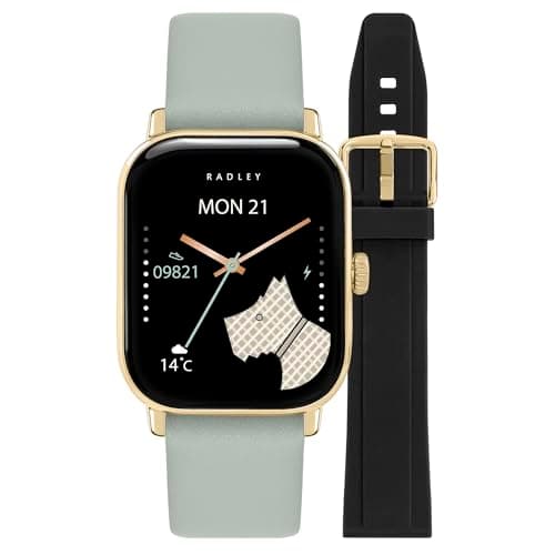 Image of RADLEY Series 56 Black Silicone & Eucalyptus Leather Smart Watch Set
