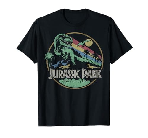 Image of Jurassic Park Retro Darken Color Circle Logo T-Shirt