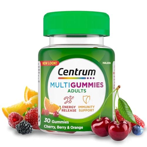 Image of Centrum MultiGummies, Gummy Multivitamins for Adults with Cherry, Berry & Orange Natural Fruit Flavouring, Includes essential vitamins D, B12 & C, 30 ct