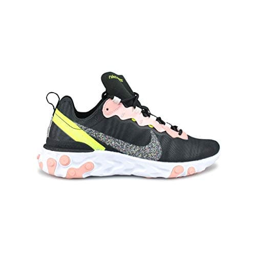 Image of Nike W NIKE REACT ELEMENT 55 PRM, Women’s Running Shoe, Black Volt Coral Stardust, 2.5 UK (35.5 EU)