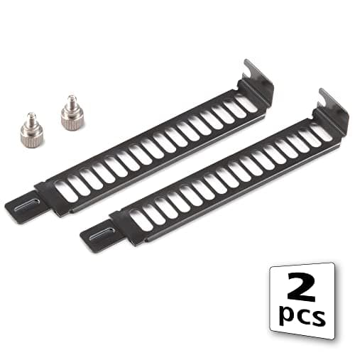 Image of Akasa Steel Vented PCI Slot Cover Bracket | Full Profile Expansion Slot Cover Plate | PC Blanking Plate | Included Screws | 2 pack | Black | AK-MX302