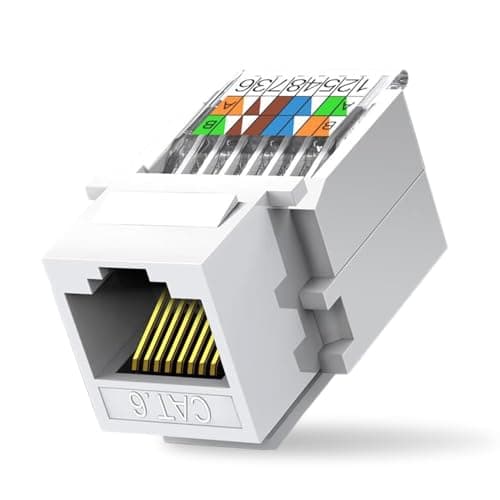 Image of FARLINK 8-Pack Cat6 Tool-Less RJ45 Keystone Jack, No Punch-Down Tool Required Module Coupler (Not Compatible with Patch Panel), White