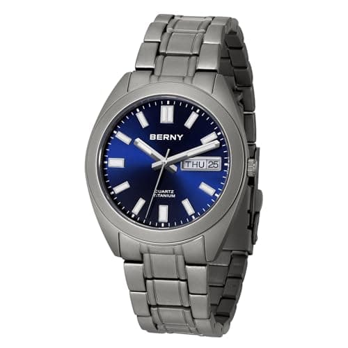 Image of BERNY Titanium Watch for Men Japanese Quartz Movement Titanium Analog Watches 10ATM Water Resistant Luminous
