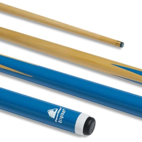 Image of POWERGLIDE Snooker Pool or Billiard Cue Stick | Original 1-Piece | Poplar Shaft with Painted Butt | Full Size 57" | 10mm Tip | Blue