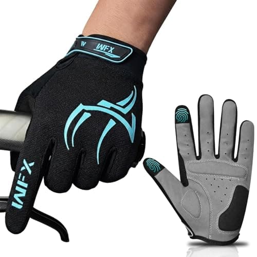 Image of WFX Full Finger Cycling Gloves for Men & Women, Touchscreen Bike Gloves for MTB, Road, BMX & Motorcycle, Breathable Anti-Slip Padded Gloves for Riding, Fitness and Outdoor Sports (Black, L)