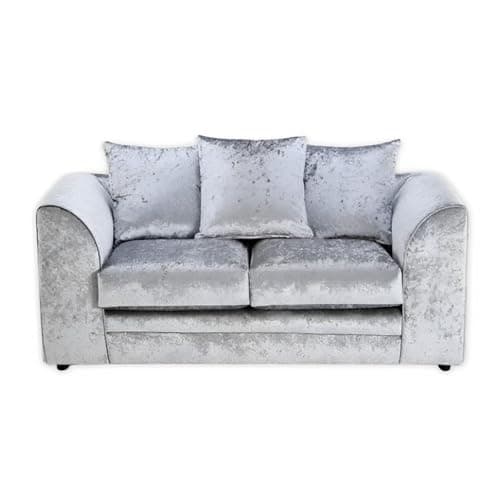 Image of Illinios Silver Crush Velvet 2-Seater Sofa – Compact Velvet Sofa for Modern Homes | Soft Upholstery | Stylish & Comfortable Seating | Elegant Living Room Sofa | Sofas and Beds UK