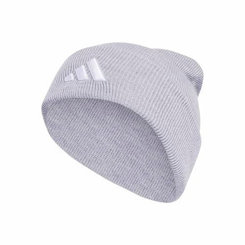 Image of adidas Unisex NEW Logo Beanie Cuff, Light Grey Heather/White, L