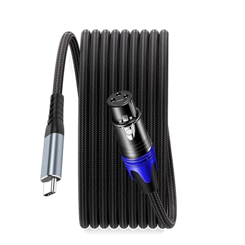 Image of SZRMCC USB C to XLR Cable USB Type C to XLR 3pin Male Mic Audio Braided Cable for iPhone Smartphone Amplifier Speaker Mixer Console Shure Microphone (XLR Female, 5M|16.4FT)