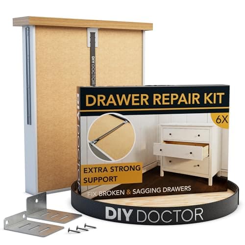 Image of DIY Doctor Drawer Repair Kit (6 Pack) – Fix Sagging Kitchen Drawers – Front Fixing Brackets & Bottom Support – Replacement for Damaged Units – Draw Strengthener Pack