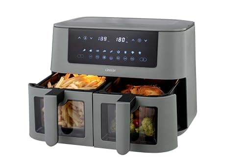 Image of Linsar - Dual Zone Air Fryer - with Double Chamber - 8L Air Fryer 2 Baskets - with Viewing Window - Touch Screen - 9 Presets - Sync Ready Technology (Grey)