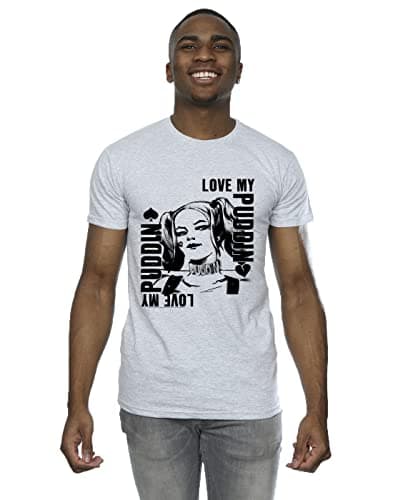 Image of DC Comics Men's Suicide Squad Harley Love Puddin T-Shirt Sport Grey XXXXX-Large