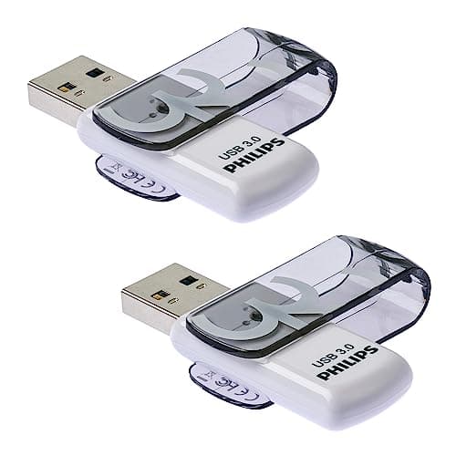 Image of Philips 2 Pack USB Stick 32GB Memory USB 3.0 Flash Drive Vivid Edition with Swivel for PC, Laptop, Computer Data Storage 2 x 32GB Reads up to 100MB/s Grey