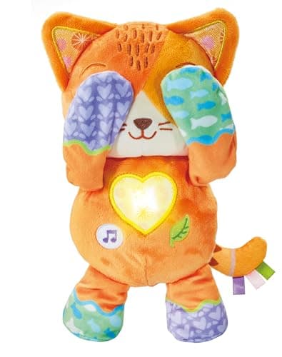 Image of VTech Baby Peek-a-Boo Paws, Interactive Peek-A-Boo Toy with Soothing Nature Sounds, Songs and Melodies, Soft Sensory Kitty, Gift for Babies 10, 12, 18, 24 months +, English Version