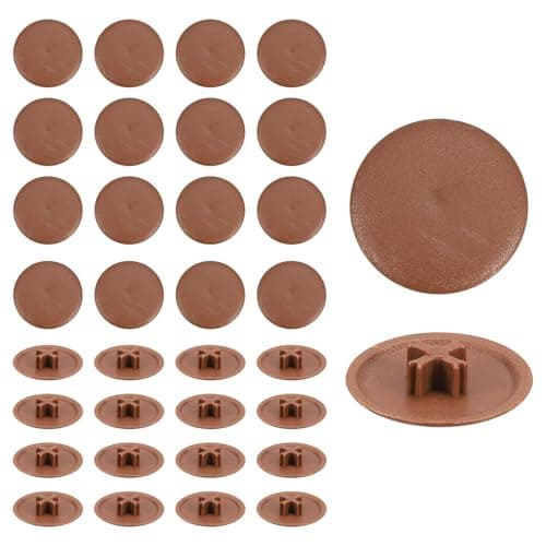 Image of Sourcing Map 200Pcs Screw Cap Covers, 17 x 4mm Plastic Screw Decoration Cover for Phillips Screws, Light Brown