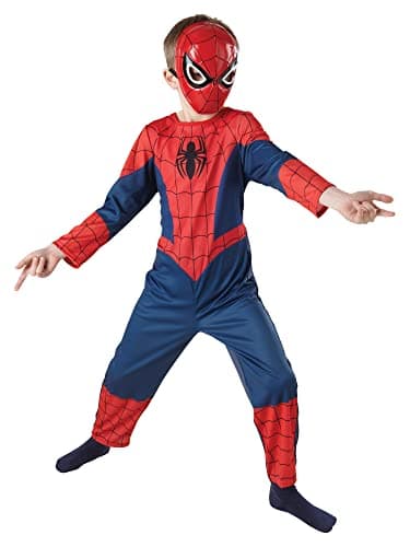 Image of Rubies Official Spiderman 1/2 Mask Moulded, Child Costume - One Size, Red Halloween
