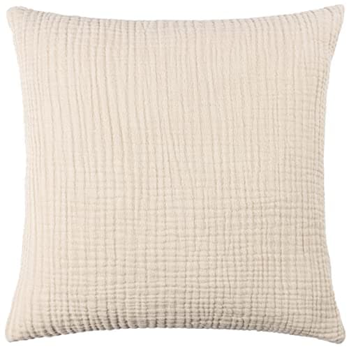 Image of Yard furn Lark Cushion Cover – Soft Minimalistic Textured Muslin Cotton Decorative Case (Natural – 45x45cm)
